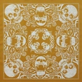 Yellow cotton bandana with white skull and paisley print for outdoor activities - Yellow