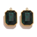 Pendentif rectangulaire en cristal vert émeraude avec monture dorée pour bijoux DIY - Style B Vert Foncé