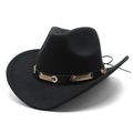 Détail du chapeau en feutre avec bande en cuir crocodile et œillets métalliques dorés - M (56-58cm) / Noir
