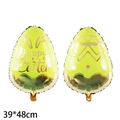 Easter egg foil balloons in green and gold with Happy Easter rabbit print, 39x48cm - Yellow Easter Golden Egg
