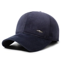 Berretto da baseball in velluto a coste blu scuro da uomo con fibbia in metallo - Regolabile / Blu navy