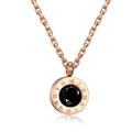 Collar de oro rosa con colgante de números romanos y una piedra negra central - Números Romanos Piedra Negra (WG-0566)