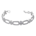 Detail of silver bracelet with hexagonal star charms and pave-set cubic zirconia stones - Silver Oval VL403