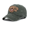Vintage washed charcoal baseball cap with San Francisco embroidery and US flag shield - Army Green