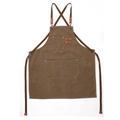 Professional brown thick canvas apron with multiple pockets and durable metal hardware - Brown