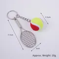 Mini tennis racket keychain with red and yellow felt ball model for sports gifts - 2.5cm Large (Red + Fluorescent Green) Dual-tone Tennis Ball + Silver Racket