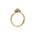 Minimalistischer 18K vergoldeter Titanstahlring mit rundem, blassrosa Natursteinbesatz - US 6 / Rosenquarz