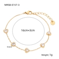 Golden stainless steel chain bracelet with five clear heart-shaped zircon crystals - 16+3cm / Gold White Heart Gemstone(NMSB-E157-3)