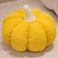 Creative yellow corduroy pumpkin plush pillow with soft ribbed texture and white stem - 20cm / Lemon Yellow