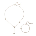 Parure de bijoux en acier inoxydable argenté avec pendentifs cœur, collier et bracelet - Ensemble Collier & Bracelet Couleur Acier (N607+O207)