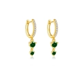 Elegant gold S925 silver drop earrings with green gemstone and white zircon stones - 925 Silver / 18k Gold Plated Green