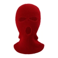 Vibrant red three-hole knitted balaclava ski mask for winter outdoor warmth and protection - 3-Hole Design / Red