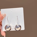 Orecchini a sfera in argento lucido su cartoncino con finitura a specchio brillante - Orecchini a sfera a specchio argento (E3434-2)