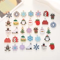 Lot de pendentifs de Noël en émail avec Père Noël, rennes et sapins de Noël colorés - 34 Pcs/Set / Lot de 34 Mixte (Or et Argent)