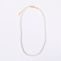 Elegant white glass pearl necklace with gold adjustable clasp and extension chain - 4mm Glass Pearl 40+5cm