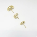Detailed view of minimalist gold alloy stud earrings set with polished smooth finish - 3-Piece Stud Earring Set / Gold