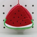 Watermelon shaped plush coin purse with zipper and hanging strap for kids - Red Watermelon