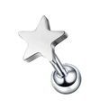 Macro detail of star-shaped stainless steel piercing stud with ball screw back design - Pentagram / Steel