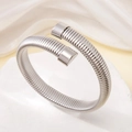 Bracciale a molla in acciaio inossidabile argento con design a spirale minimalista - Argento