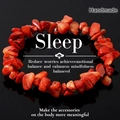 Macro detail of handmade red stone bracelet with irregular natural beads on reflective black - Red Coral Stone