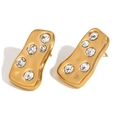 Elegant 18K gold-plated stainless steel earrings featuring sparkling white crystals - Gold