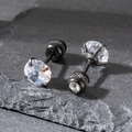 Macro shot of 5mm black stainless steel stud earrings with cubic zirconia and screw back - 5mm / Black