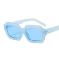 Light blue geometric rectangular sunglasses with blue lenses and translucent frames - Blue Frame / Blue Lens