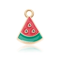 Watermelon slice charm pendant in red and green enamel for DIY jewelry making - Watermelon