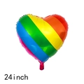 Vibrant 24-inch heart-shaped foil balloon with colorful rainbow stripes for party decor - 24 Inch Horizontal Striped Heart