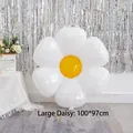 Large 100x97cm white daisy foil balloon with yellow center for birthday party decor - Large Daisy Flower