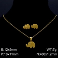 Conjunto de joyas doradas con colgante de elefante y pendientes con circonitas brillantes - Juego de Dos Piezas Dorado (KS119846-K)