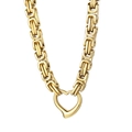 Set collana in acciaio inossidabile dorato stile bizantino con ciondolo a cuore su bianco - Collana Oro (KN82034-Z)