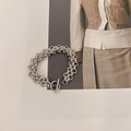 Three-layer silver flat snake and round link chain necklace with OT toggle clasp - E168 Watch Band Style Silver Bracelet