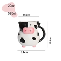 Detailed size chart for 20oz cow shaped ceramic coffee mug with capacity and dimensions - Classic Cow Style