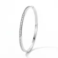 Silver thin bracelet with square white zircon stones and side hinge closure - Silver White Zirconia Style (SAP947)
