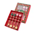 Christmas gift set with 2 spoons and 2 forks featuring Santa and Christmas tree figures - Christmas Four-piece Bedding Set (design 01)