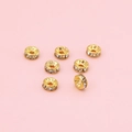 Flat gold wheel spacer beads with white crystals for DIY jewelry making and bracelets - Copper Rhinestone Rondelle / 4mm / 20pcs Pack / Gold