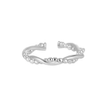 S925 Sterling Silber Ring mit gedrehtem Kettendesign und Details mit Perlenverzierung - Einstellbar Offen / Perlen-Twist-Stil (JT946)