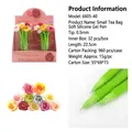 Creative rose-shaped silicone neutral pen with green stem and colorful flower top - Small Tea Bag-Black Ink