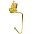 Golden metal Christmas fireplace hook featuring a decorative Santa Claus sleigh design - Sleigh / Gold