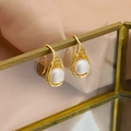 Elegant gold bird's nest earrings featuring natural freshwater pearls and s925 silver needles - Bird's Nest Design Hook