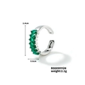 Silver open ring with six rectangular emerald-cut green gemstones in a claw setting - 2.5*5mm-7 Stones / Silver Base Green Stone