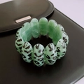 Vintage green leopard print branch texture wide cuff bracelet for a retro minimalist look - Green Black Leopard Resin Jelly Bracelet (59#)