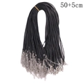 Zwarte DIY-ketting van waxkoord met zilveren karabijnsluiting en 50+5cm verlengketting - 1.5mm Dikte/50cm Lengte + 5cm Verlengketting