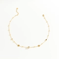 Elegante collana in acciaio inossidabile dorato con quadrifoglio e cilindro con strass - Oro