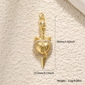 Gothic 18K gold leopard heart pendant with sword and skull design measuring 36mm in length - Gold Sword Piercing Heart Skull