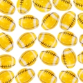 Yellow ceramic football-shaped loose beads with white stripes for DIY jewelry making - Yellow