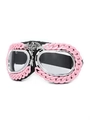 Steampunk goggles with pink chain frame, silver bat emblem and dark lenses for men - White Frame Pink Chain Sword