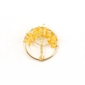 Macro-detail van de Levensboom-hanger met gouden draadwikkeling en gele kristalstenen - Citrien Levensboom / 30mm / Goud