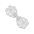 Detail of silver rose multi-row pearl connector with sparkling zircon stones - VK264 White Gold Rose Clasp
